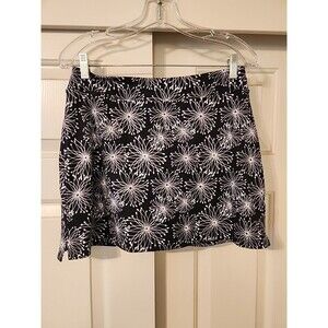 Tranquility Black Floral Skort Size M Medium White Flower Print Active Casual